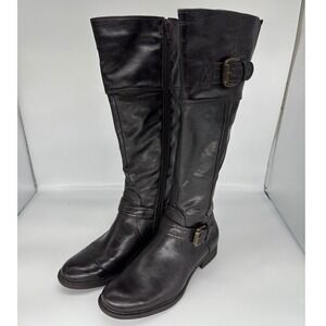 Bare‎ Traps Womens Knee High Riding Boots w/ Buckle Brown Size 6.5, Elastic Back